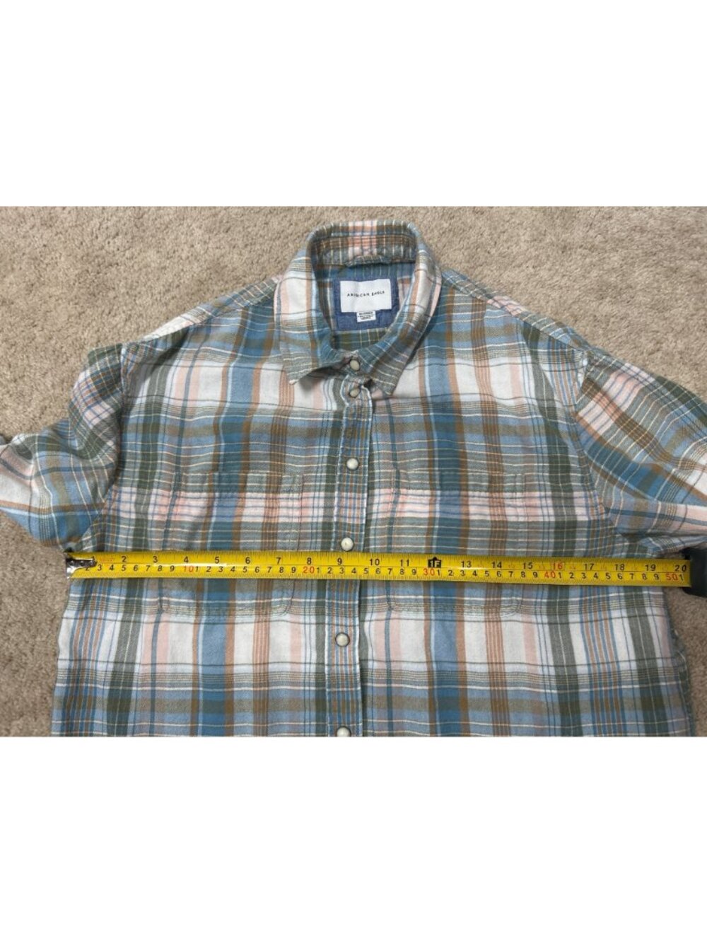 American Eagle Plaid Flannel Shirt Sz XS Pearl Snap Grunge Longsleeve Streetwear - Picture 14 of 14